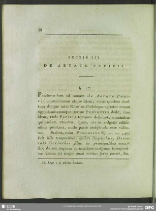 Sectio III. De Aetate Papirii