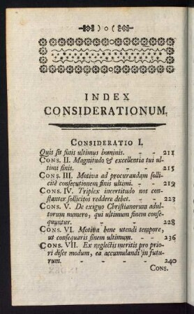 Index Considerationem