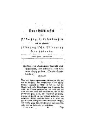 Fortsetzung des abgebrochenen Tagebuchs eines Schulmanns, oder Scholastica : (Deutsche Sprache betreffend) ; (Beschluß)