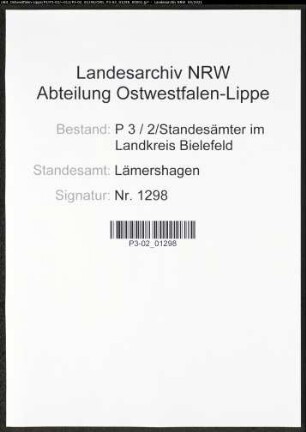 Heiratsregister Standesamt Lämershagen
