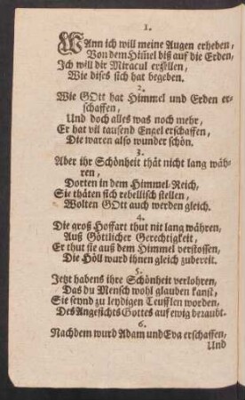 Wann ich will meine Augen erheben, Von dem Himel biß auf die Erden