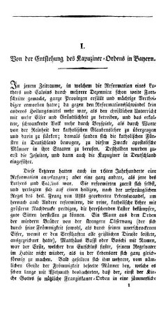 I. Von der Entstehung des Kapuziner-Ordens in Bayern.