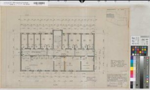 Lippstadt (Lippstadt) Erweiterungsbau des Amtsgerichts und Gefängnisses Grundriß 2. Obergeschoß Gefängnis 1961 1 : 50 50 x 77 Staatshochbauamt Soest