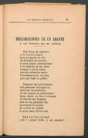 Declaraciones de un amante á la madre de su novia