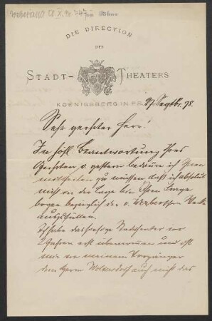 Brief an Friedrich Wilhelm Jähns : 27.09.1878
