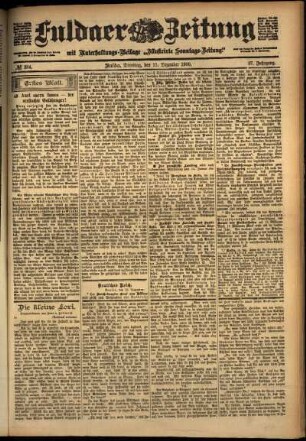 Erste Ausgabe vom Dienstag, den 11. Dezember 1900.
