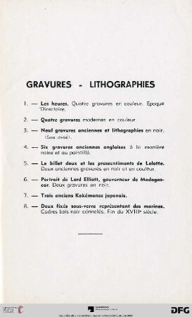Gravures - Lithographies (Nr. 1-8)