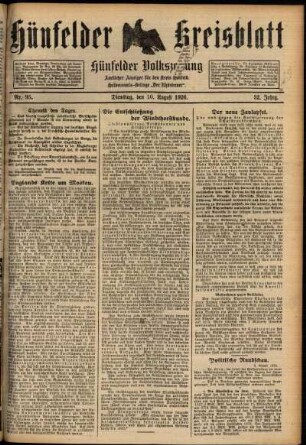 Ausgabe vom Dienstag, den 10. August 1926.