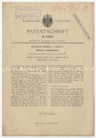 Patentschrift einer Neuerung an Gasgeneratoren, Patent-Nr. 36669