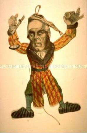 Der Abgeordnete der Frankfurter Nationalversammlung Robert von Mohl als Hampelmann - Karikatur aus der Mappe "Michels Märzerrungenschaften"