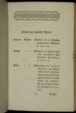 Inhalt des zweyten Theils.