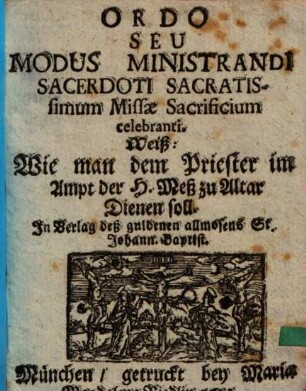 Ordo seu Modus ministrandi sacerdoti SS. Missae Sacrificium celebranti