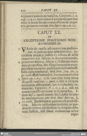 Caput XX. De Exceptione Positionis Non Admissibilis