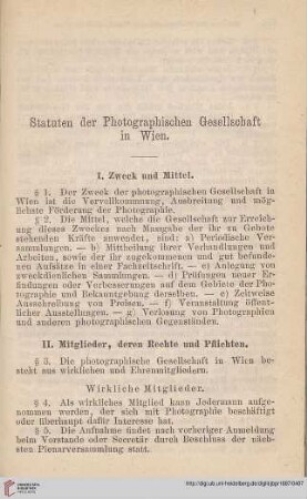 Statuten der Photographischen Gesellschaft in Wien
