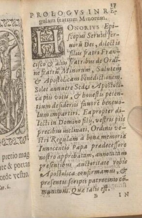 Prologvs In Regulam fratrum Minorum.