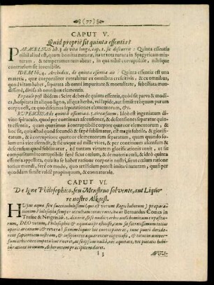 Caput V. Quid proprie sit quinta essentia?