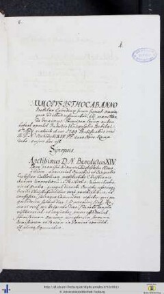 Indictio Universalis Jubilaei Anni 1749