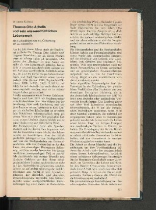 Thomas Otto Achelis und sein wissenschaftliches Lebenswerk