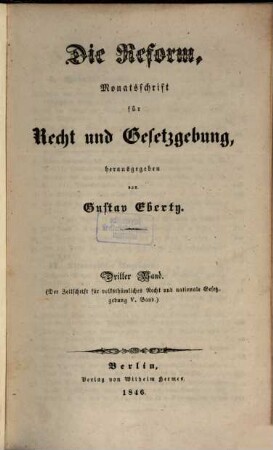 Zeitschrift für volksthümliches Recht und nationale Gesetzgebung. 5, 5. 1846