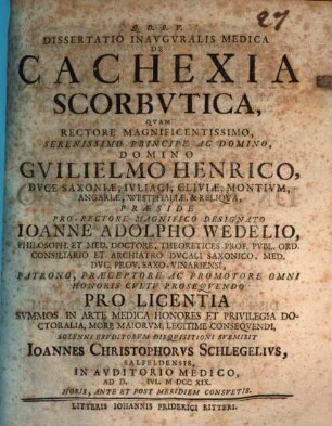 Diss. inaug. med. de cachexia scorbutica