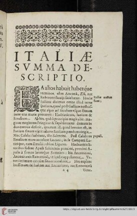 Italiæ svmma descriptio