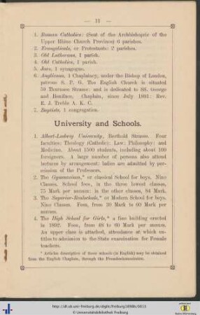 University and Schools.
