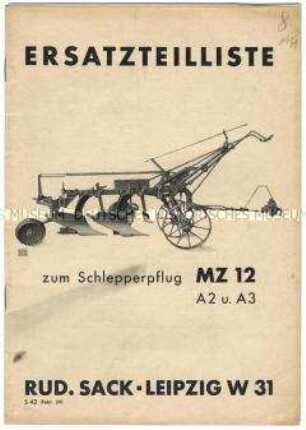 Ersatzteilliste für Schlepperpflüge