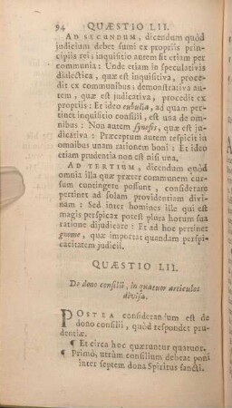Quaestio LII. De dono consilii, in quatuor articulos divisa.