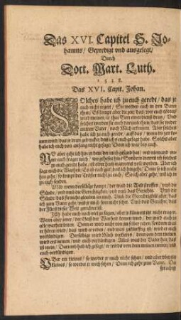 Das XVI. Capitel S. Johannis ...