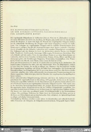 Die Klöppelmustergestaltung an der Barbara-Uttmann-Fachgrundschule für angewandte Kunst