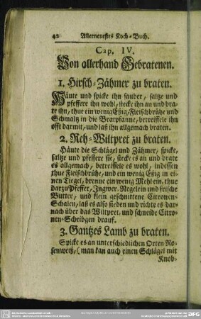 Cap. IV. Von allerhand Gebratenen