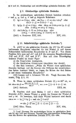 § 10. Schiefwinklige sphärische Dreiecke (15).