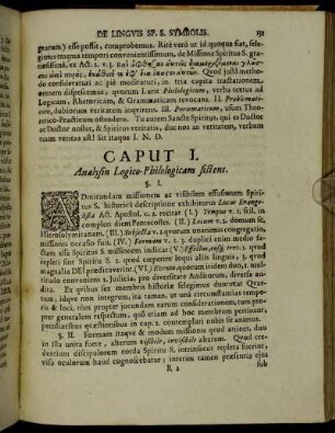 Caput I. Analysin Logico-Philologicam sistens.