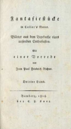 Bd. 3: Fantasiestücke in Callot's Manier