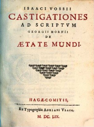 Castigationes ad scriptum Georgii Hornii de aetate mundi