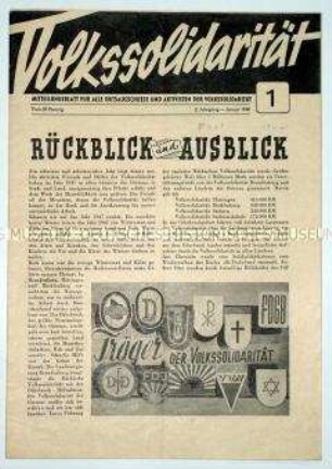 Mitteilungsblatt für Funktionäre der Volkssolidarität u.a. mit einem Jahresrückblick
