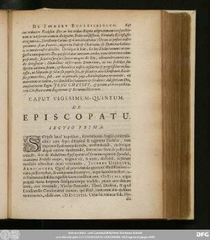 Caput Vigesimum-Quintum, De Episcopatu.