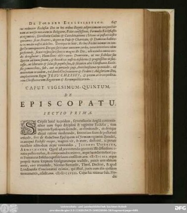 Caput Vigesimum-Quintum, De Episcopatu.