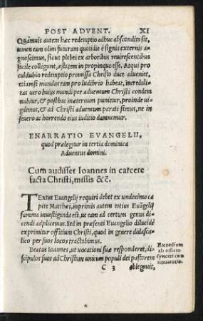 Enarratio Evangelii, quod praelegitur in tertia dominica Adventus domini.