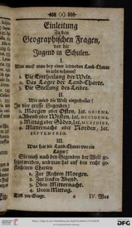 Einleitung zu den geographischen Fragen, vor die Jugend in Schulen