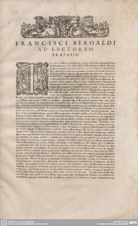 FRANCISCI BEROALDI AD LECTOREM PRAEFATIO.