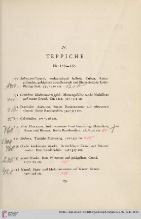 IV. Teppiche (Nr. 150-165)