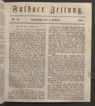 Sonnabend, den 4. Februar. 1832