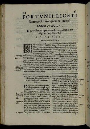 Fortunii Liceti De reconditis Antiquorum Lucernis Liber Secundus, In quo aliorum opiniones de propositi natura diligenter expenduntur.