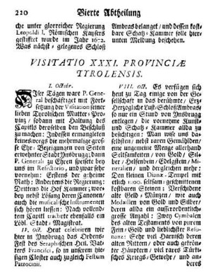Visitatio XXXI. Provinciæ Tyrolensis