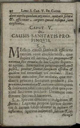 Caput V. De Causis Sanitatis Propinquis