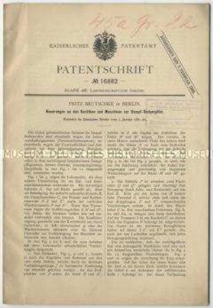 Patentschrift über Neuerungen an den Geräten und Maschinen zur Dampf-Bodenkultur, Patent-Nr. 16882