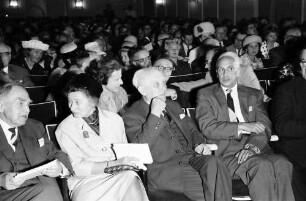 13. Tagung 1963 Medizin; Eröffnung Lindau 1.7.63: Otto Hahn, E. Schwarzhaupt, Max Born, Severo Ochoa