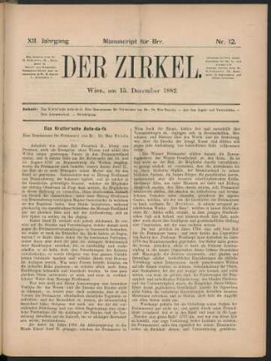 Nr. 12. Wien, am 15. December 1882.