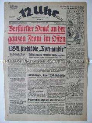 Berliner Tageszeitung "Das 12 Uhr Blatt" u.a. zu den Kämpfen an der Ostfront